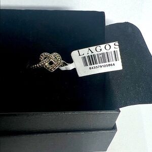 LAGOS size 7 NWT Sterling Silver & 18k Gold 10mm Heart Ring